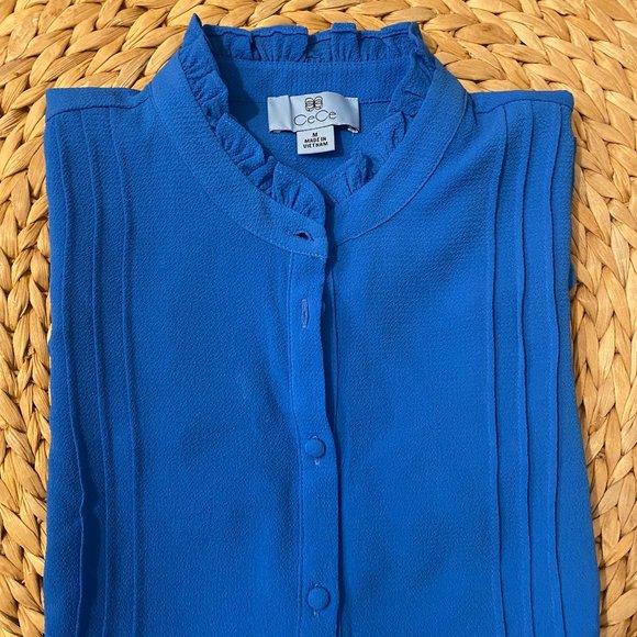 CeCe | Pintuck Ruffle Short Sleeve Blouse - Picture 3 of 5